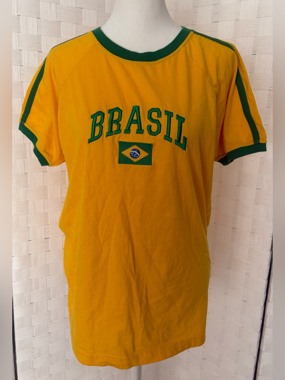 Pierim Brasil Yellow & Green Crewneck T-Shirt Made in Brasil Size M